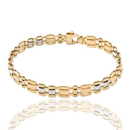 Bracciali Oro Giallo Oro Bianco Oro 18 carati Maglia cinturino Solo Oro cm. 22