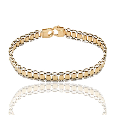 Bracciali Oro Giallo Oro Bianco Oro 18 carati Maglia cinturino Solo Oro cm. 22