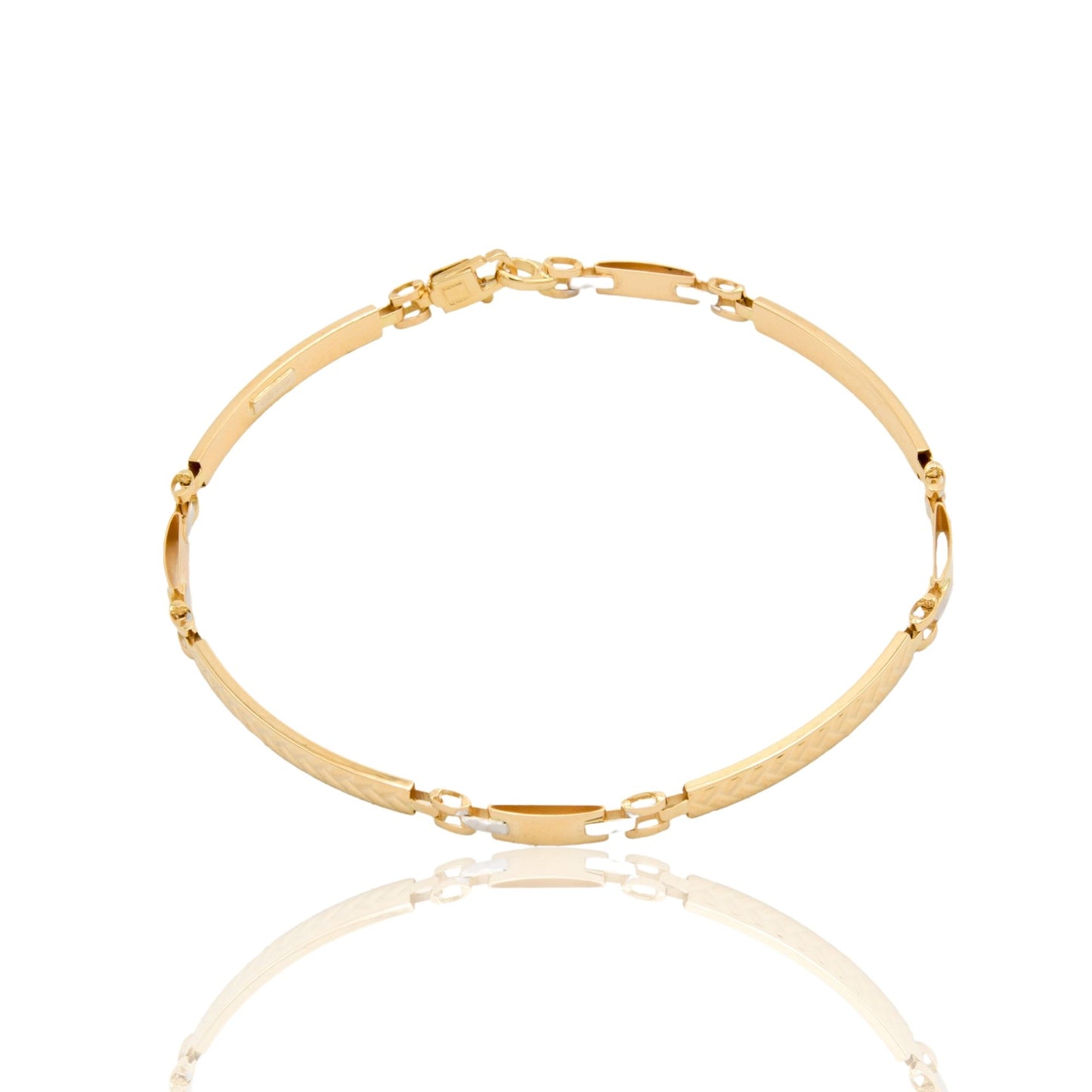Bracciale Oro Giallo Oro Bianco Oro 18 carati Targhe Alternate Solo Oro