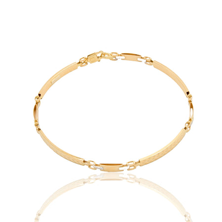 Bracciale Oro Giallo Oro Bianco Oro 18 carati Targhe Alternate Solo Oro