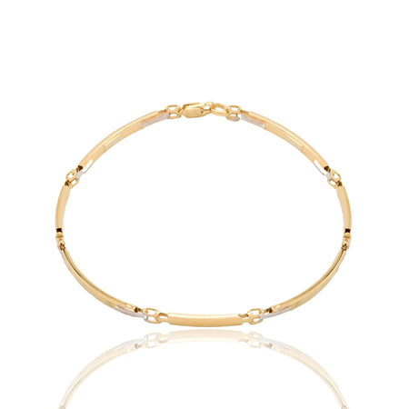 Bracciale Oro Giallo Oro Bianco Oro 18 carati Targhe Alternate Solo Oro