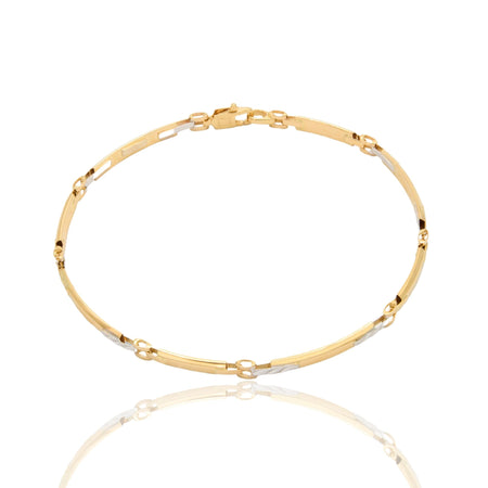 Bracciale Oro Giallo Oro Bianco Oro 18 carati Targhe Alternate Solo Oro