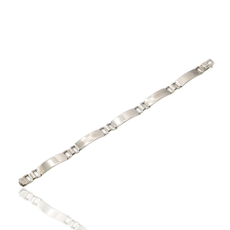 Bracciale Oro Bianco Oro 18 carati Targhe Alternate Solo Oro cm. 21,5