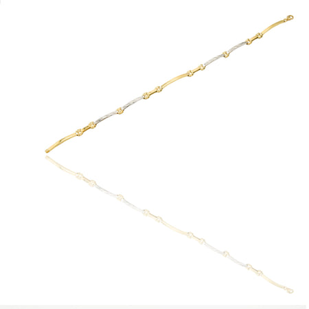Bracciali Oro Giallo Oro Bianco Oro 18 carati maglie morbide e targhe alternate Solo oro 20,5cm x 0,4cm