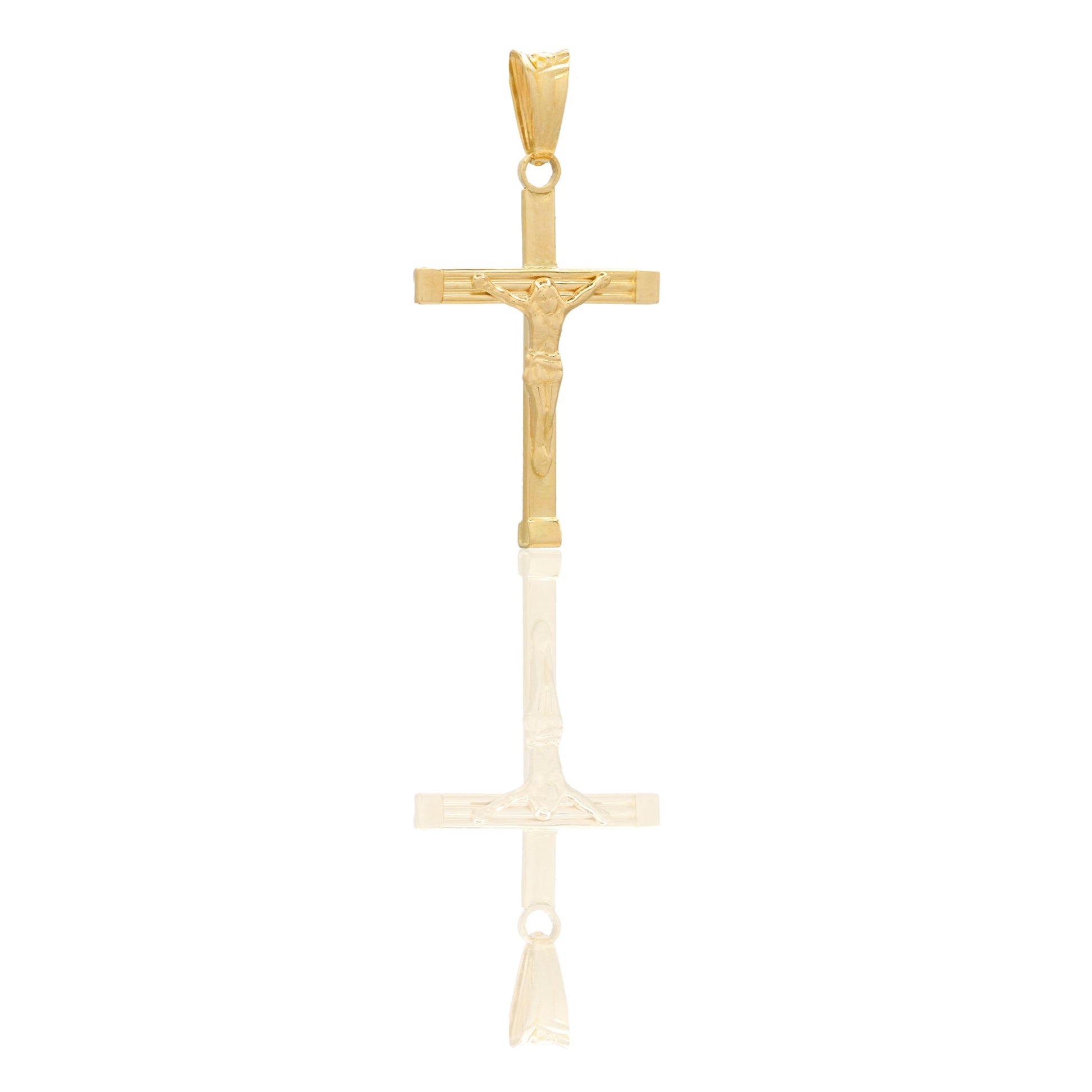 Ciondoli Oro Giallo Oro 18 carati Croce con Cristo rigata Solo oro 3,3 cm x 1,8cm