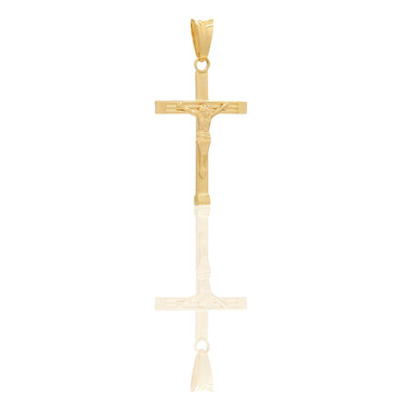 Ciondoli Oro Giallo Oro 18 carati Croce con Cristo rigata Solo oro 3,3 cm x 1,8cm