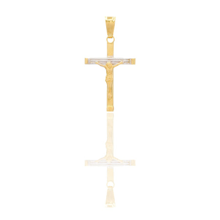 Ciondoli Oro Giallo Oro Bianco Oro 18 carati Croce con Cristo rigata Solo oro 3,3 cm x 1,8cm
