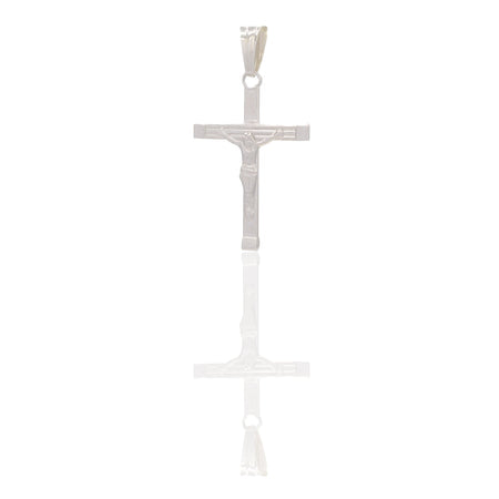 Ciondoli Oro Bianco Oro 18 carati Croce con Cristo rigata Solo oro 3,3 cm x 1,8cm