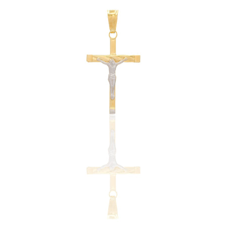 Ciondoli Oro Giallo Oro Bianco Oro 18 carati Croce con Cristo rigata Solo oro 3,3 cm x 1,8cm