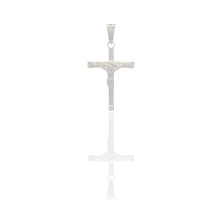 Ciondoli Oro Bianco Oro 18 carati Croce con Cristo rigata Solo oro 3,3 cm x 1,8cm