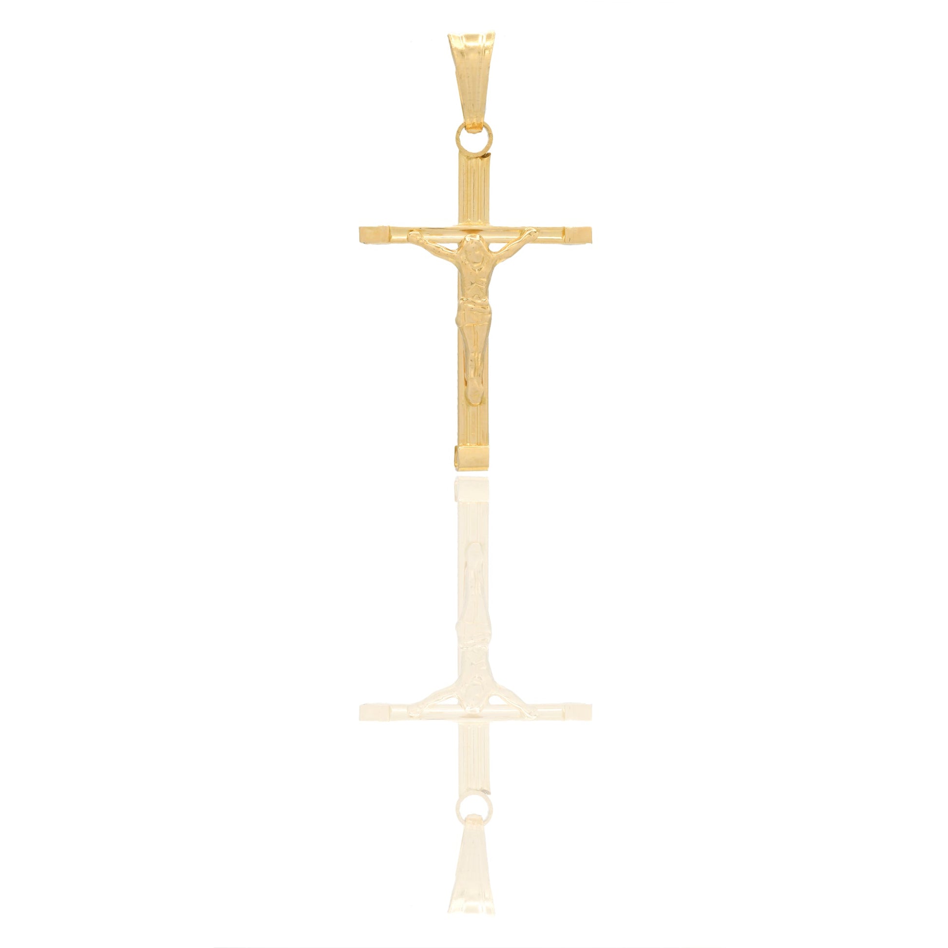 Ciondoli Oro Giallo Oro 18 carati Croce con Cristo rigata Solo oro 3,3 cm x 1,8cm