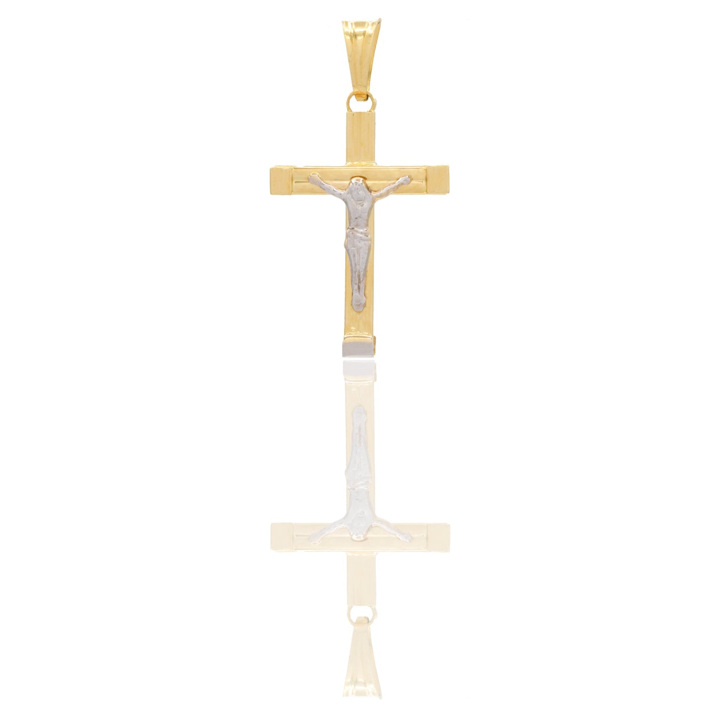 Ciondoli Oro Giallo Oro Bianco Oro 18 carati Croce con Cristo rigata Solo oro 3,3 cm x 1,8cm