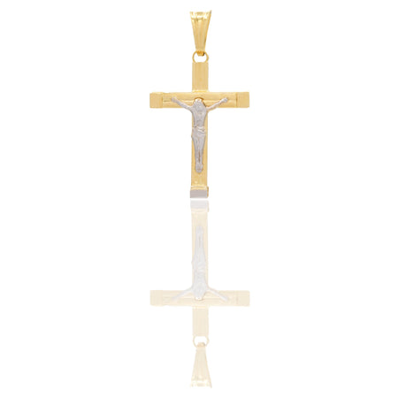 Ciondoli Oro Giallo Oro Bianco Oro 18 carati Croce con Cristo rigata Solo oro 3,3 cm x 1,8cm