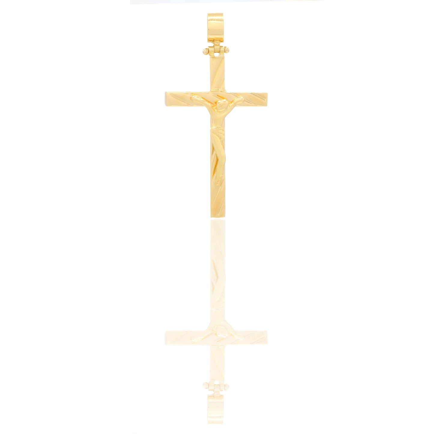 Ciondoli Oro Giallo Oro 18 carati Croce con Cristo rigata Solo oro 4 cm x 2 cm