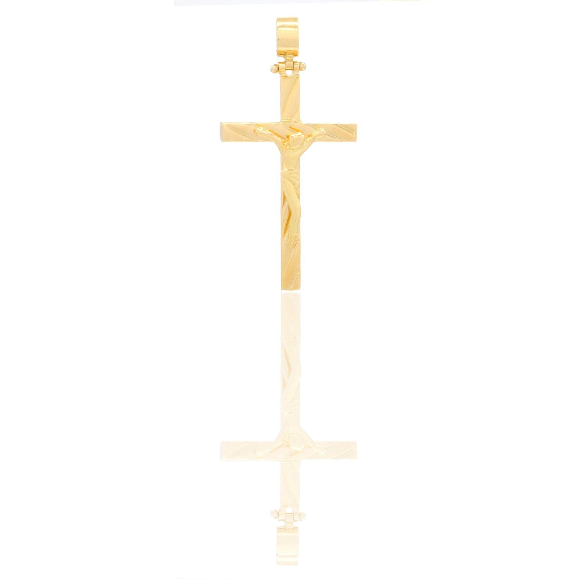 Ciondoli Oro Giallo Oro 18 carati Croce con Cristo rigata Solo oro 4 cm x 2 cm