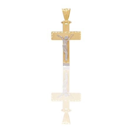 Ciondoli Oro Giallo Oro Bianco Oro 18 carati Croce con Cristo stilizzato diamantato Solo oro 3,2 cm x 1,7cm