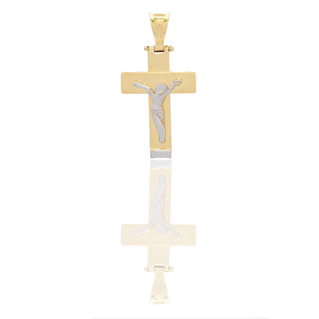Ciondoli Oro Giallo Oro Bianco Oro 18 carati Croce con Cristo stilizzato Solo oro 3,3 cm X 1,8cm
