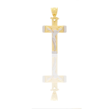 Ciondoli Oro Giallo Oro Bianco Oro 18 carati Croce con Cristo stilizzato Solo oro 3,3 cm X 1,8cm