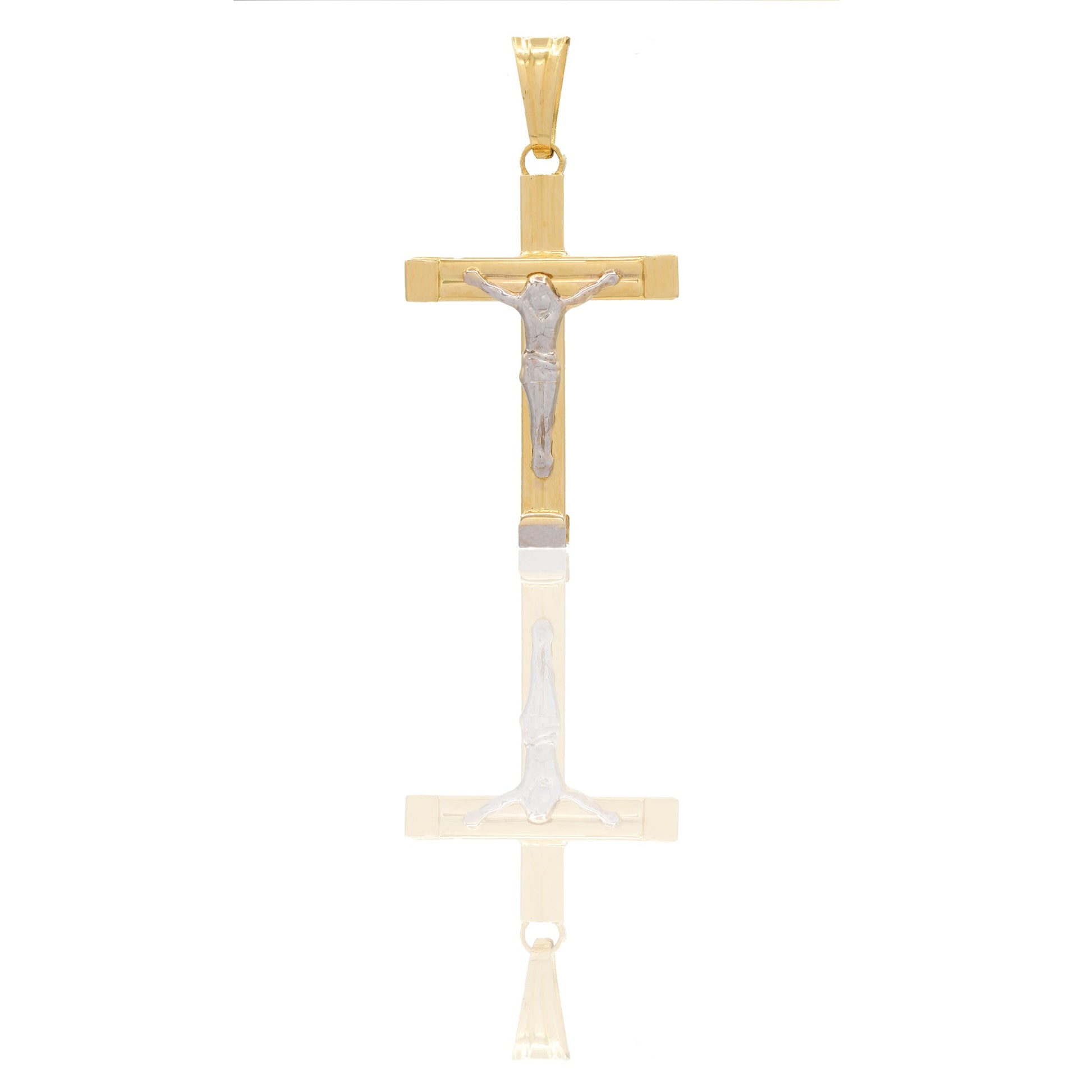 Ciondoli Oro Giallo Oro Bianco Oro 18 carati Croce con Cristo rigata Solo oro 3,3 cm X 1,8cm