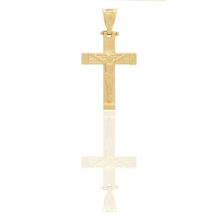 Ciondoli Oro Giallo Oro 18 carati Croce con Cristo rigata Solo oro 3,3 cm X 1,8cm