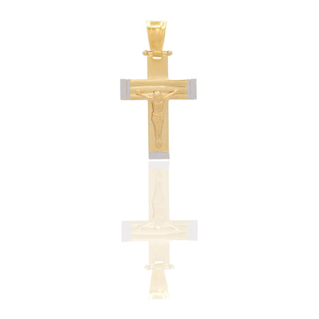 Ciondoli Oro Giallo Oro Bianco Oro 18 carati Croce con Cristo rigata Solo oro 3,3 cm X 1,8cm