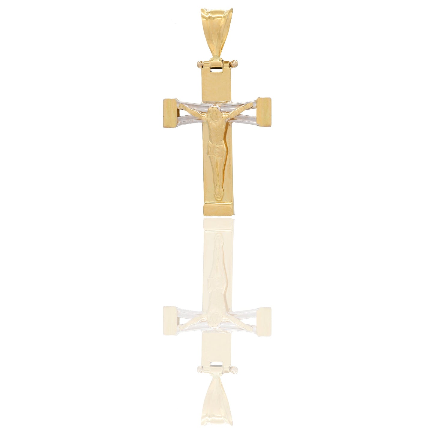 Ciondoli Oro Giallo Oro Bianco Oro 18 carati Croce con Cristo traforata Solo oro 3,4cm x 1,8cm