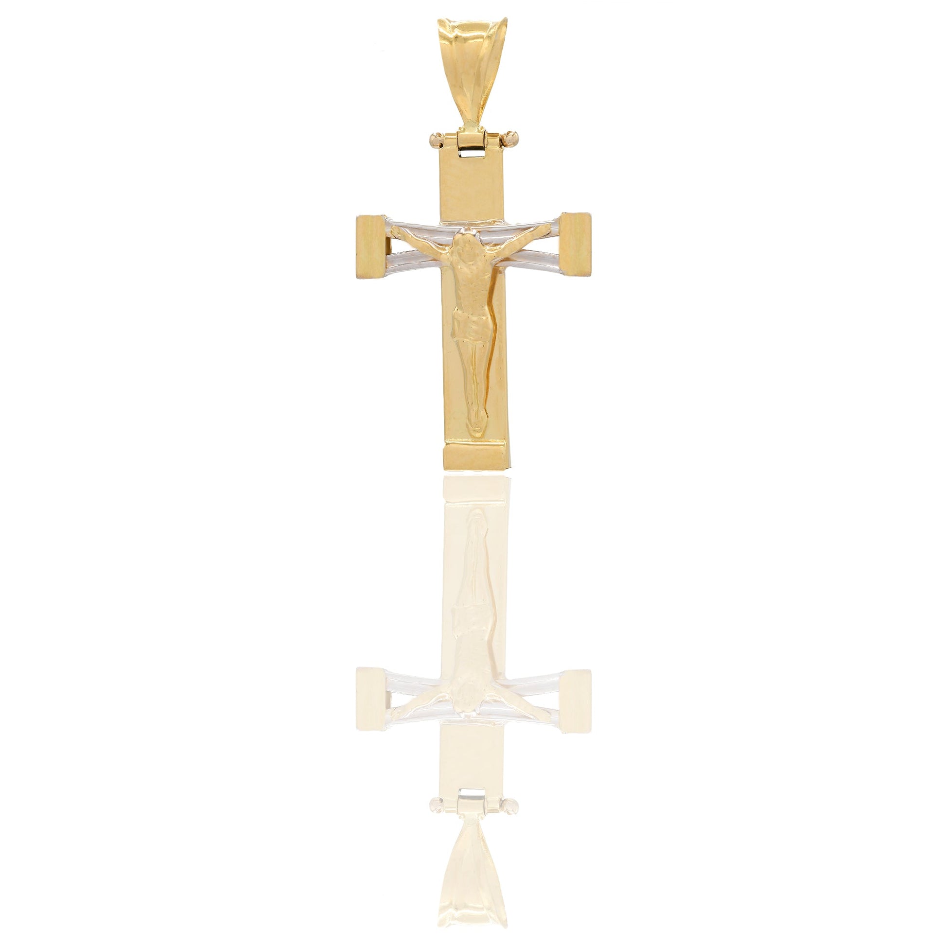 Ciondoli Oro Giallo Oro Bianco Oro 18 carati Croce con Cristo traforata Solo oro 3,4cm x 1,8cm