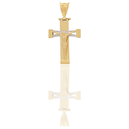 Ciondoli Oro Giallo Oro Bianco Oro 18 carati Croce con Cristo traforata Solo oro 3,4cm x 1,8cm