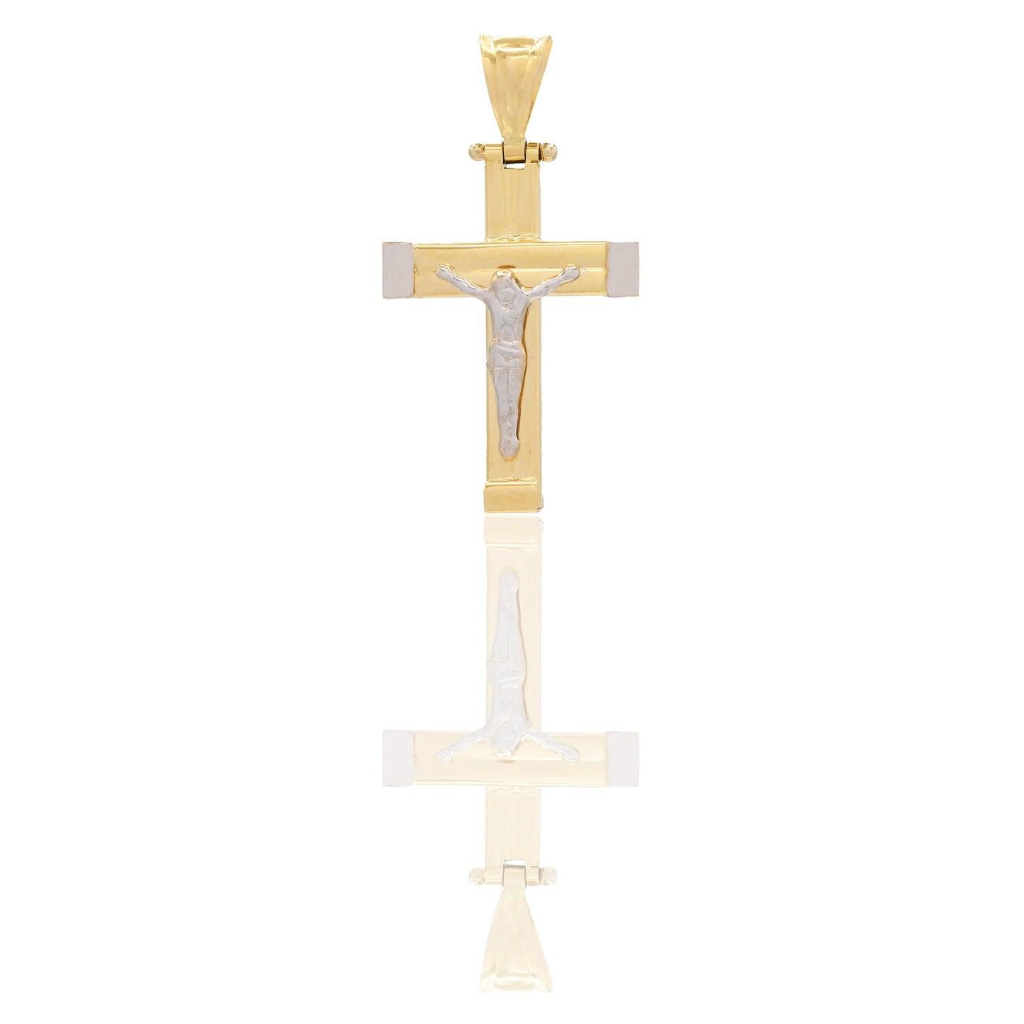Ciondoli Oro Giallo Oro Bianco Oro 18 carati Croce con Cristo rigata Solo oro 3,4cm x 1,8cm