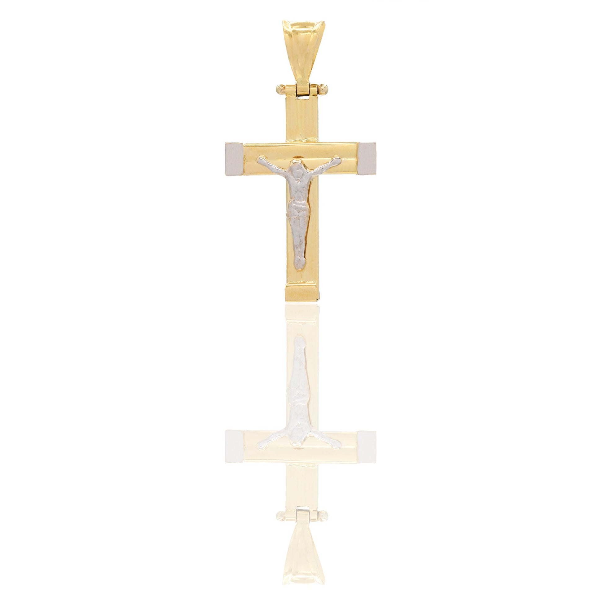 Ciondoli Oro Giallo Oro Bianco Oro 18 carati Croce con Cristo rigata Solo oro 3,4cm x 1,8cm