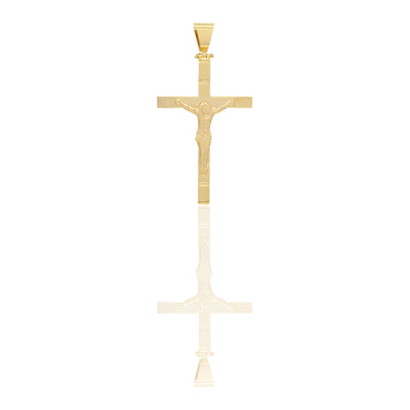 Ciondoli Oro Giallo Oro 18 carati Croce con Cristo diamantata Solo oro 6cm x 3,2cm