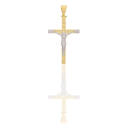 Ciondoli Oro Giallo Oro Bianco Oro 18 carati Croce con Cristo diamantata Solo oro 6cm x 3,2cm