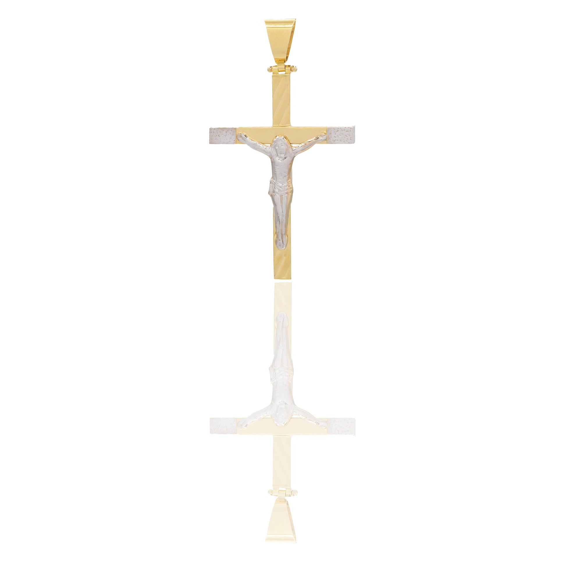 Ciondoli Oro Giallo Oro Bianco Oro 18 carati Croce con Cristo Rigata e Diamantata Solo oro 5,5 cm x 3cm