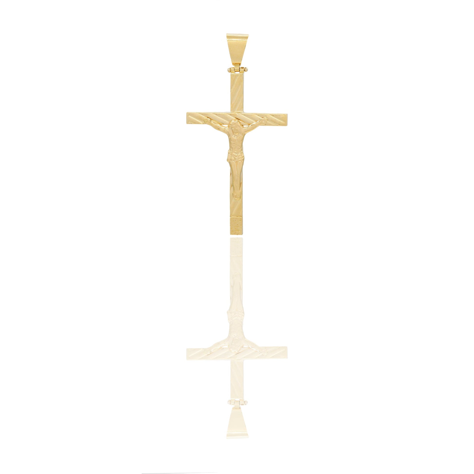 Ciondoli Oro Giallo Oro 18 carati Croce con Cristo Rigata e Diamantata Solo oro 6,2cm x 3,1cm