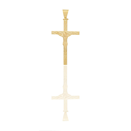 Ciondoli Oro Giallo Oro 18 carati Croce con Cristo Rigata e Diamantata Solo oro 6,2cm x 3,1cm