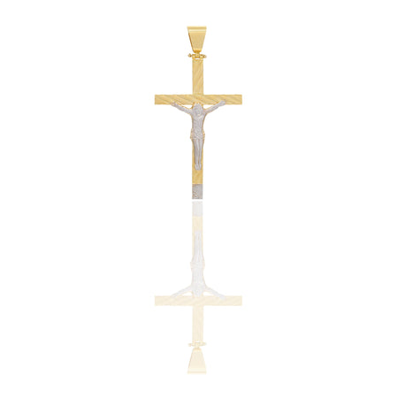 Ciondoli Oro Giallo Oro Bianco Oro 18 carati Croce con Cristo Rigata e Diamantata Solo oro 6,2cm x 3,1cm