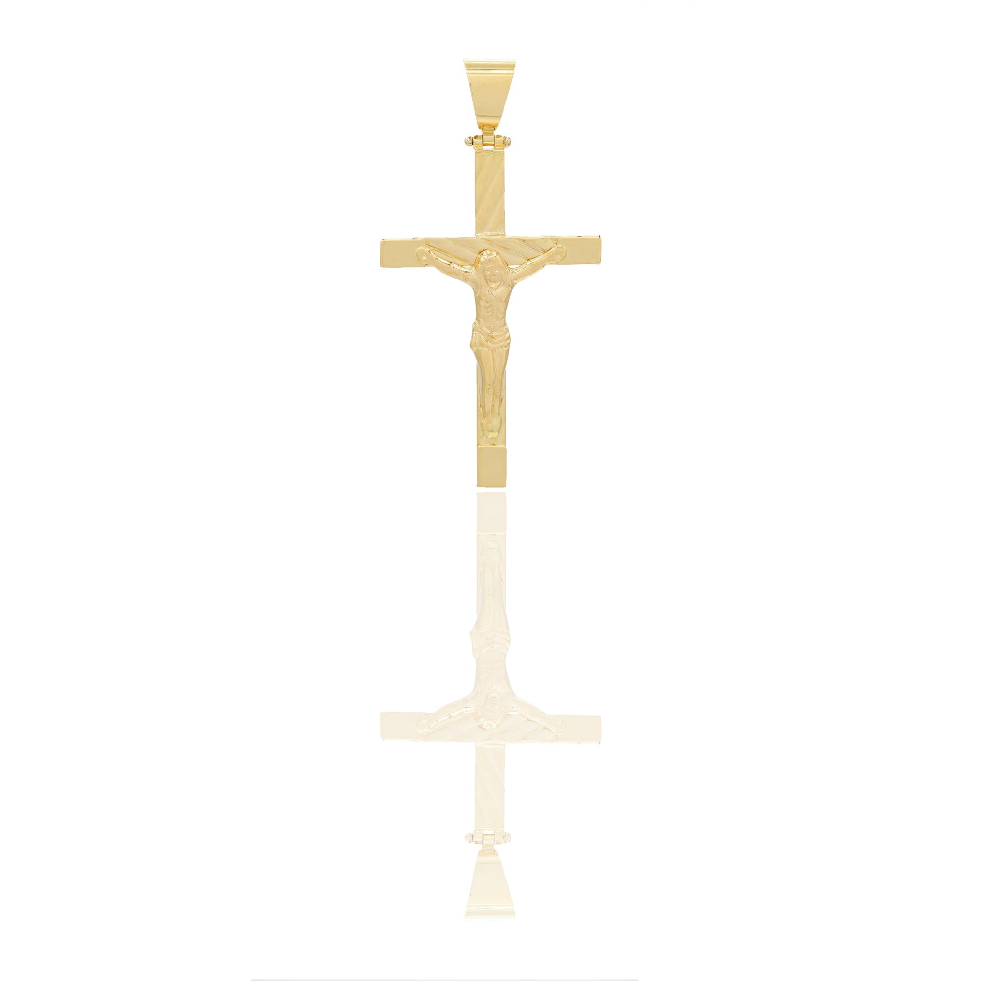 Ciondoli Oro Giallo Oro 18 carati Croce con Cristo rigata Solo oro 5,7cm x 3cm