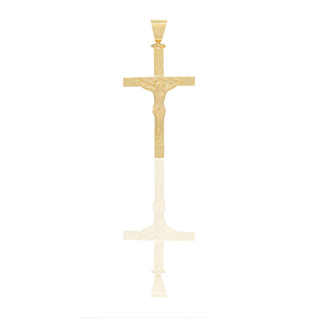 Ciondoli Oro Giallo Oro 18 carati Croce con Cristo rigata Solo oro 5,7cm x 3cm