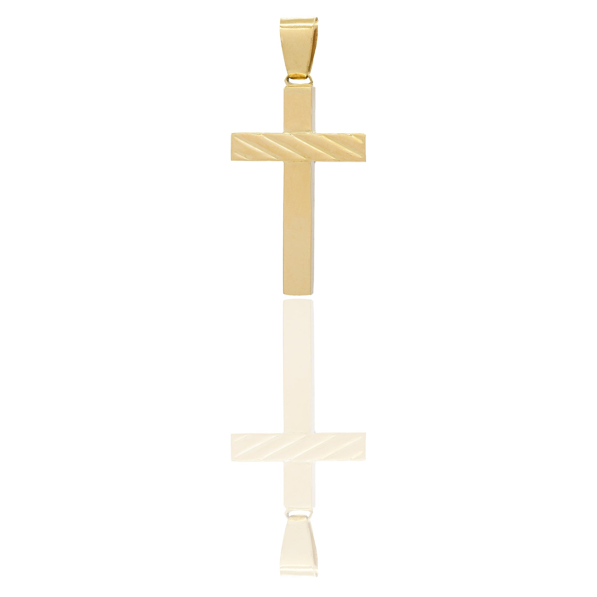 Ciondoli Oro Giallo Oro 18 carati Croce con Cristo rigata Solo oro 3,7cm x 1,9cm