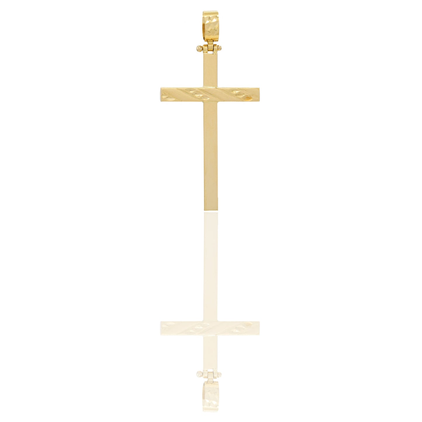Ciondoli Oro Giallo Oro 18 carati Croce con Cristo Rigata e Diamantata Solo oro 4cm x 2 cm