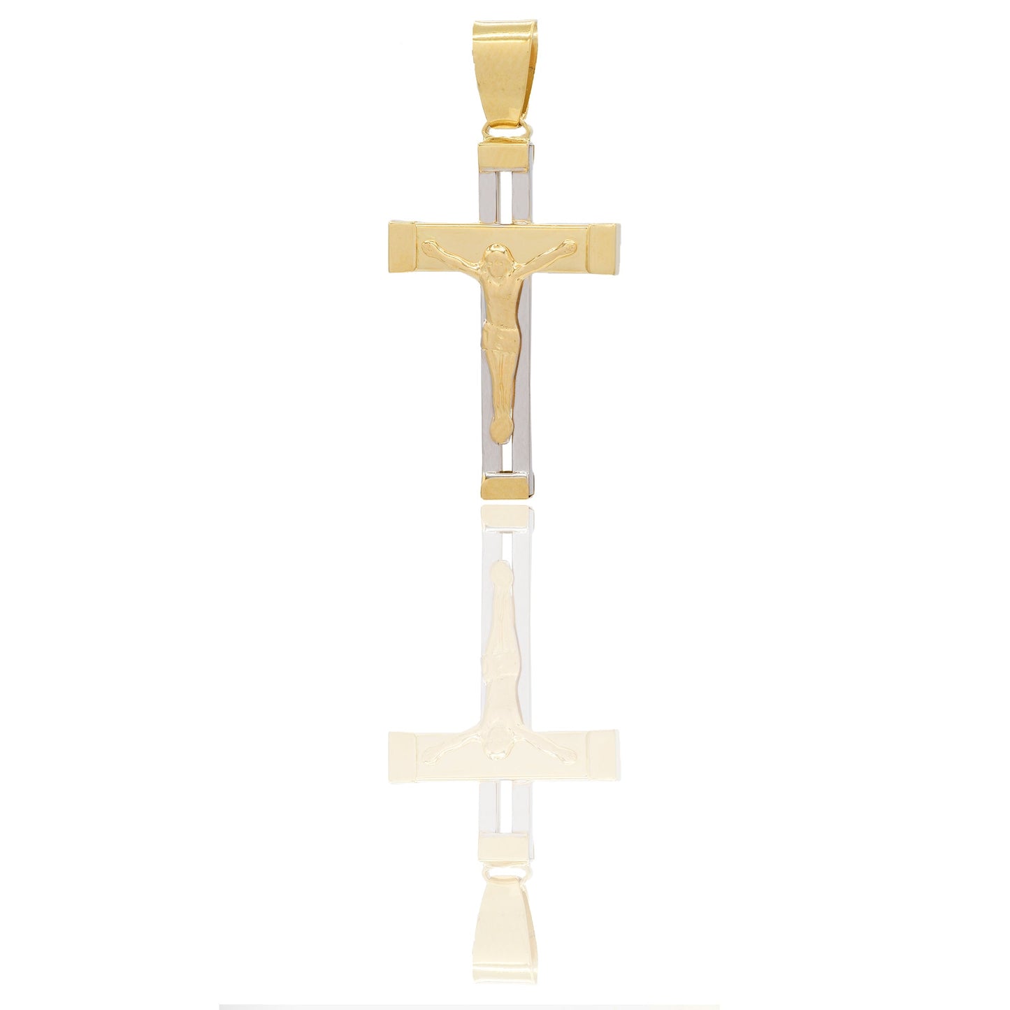 Ciondoli Oro Giallo Oro Bianco Oro 18 carati Croce con Cristo traforata Solo oro 3,7cm x 1,8cm