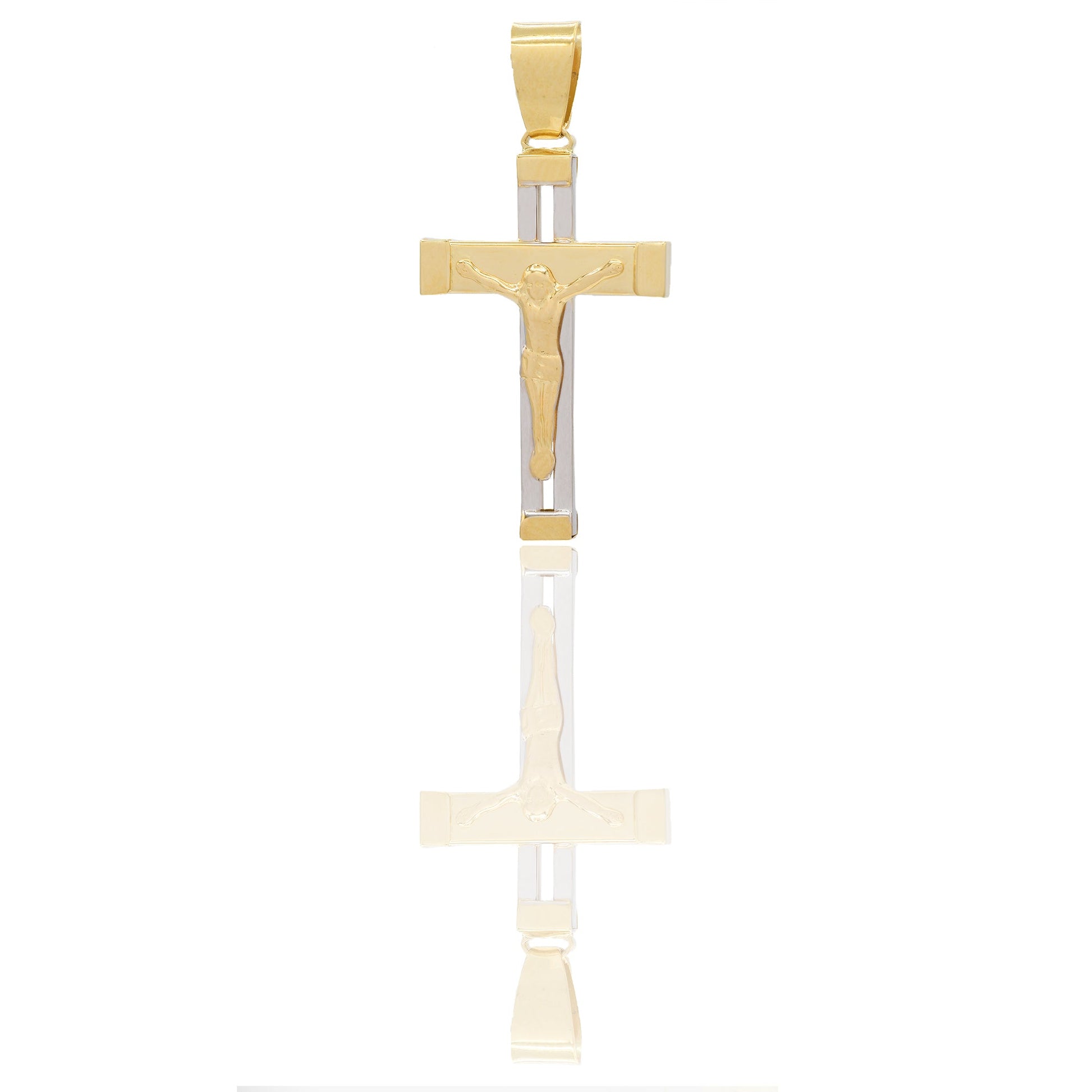 Ciondoli Oro Giallo Oro Bianco Oro 18 carati Croce con Cristo traforata Solo oro 3,7cm x 1,8cm