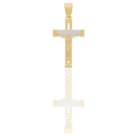 Ciondoli Oro Giallo Oro Bianco Oro 18 carati Croce con Cristo traforata rigata Solo oro 3,7cm x 1,8cm