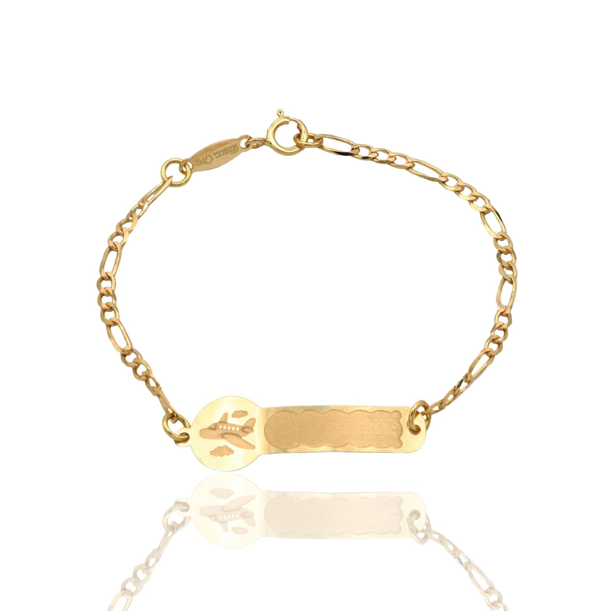 Bracciale Oro Giallo Oro 18 carati Baby Targa Aereo Solo Oro cm. 13,5