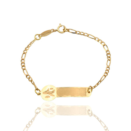 Bracciale Oro Giallo Oro 18 carati Baby Targa Aereo Solo Oro cm. 13,5