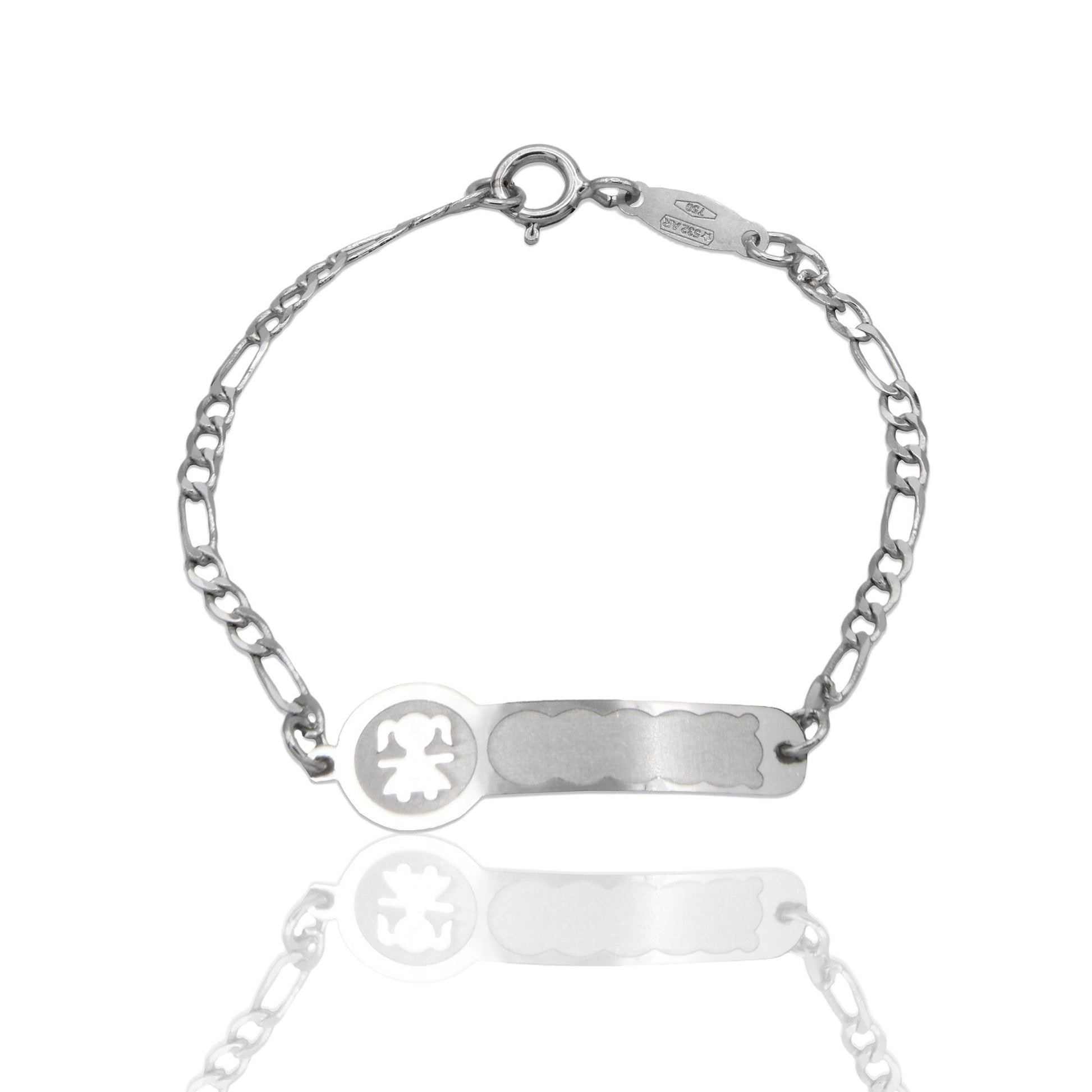 Bracciale Oro Bianco Oro 18 carati Baby Targa Bimba Solo Oro cm. 13,5