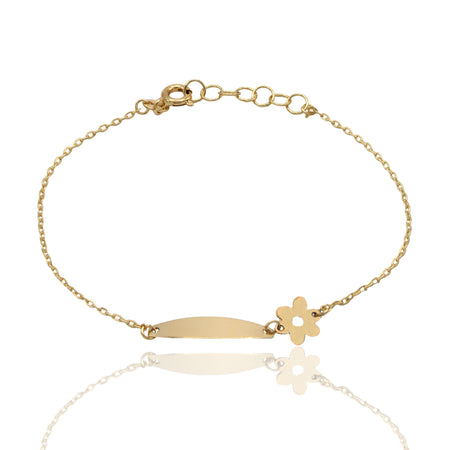 Bracciale Oro Giallo Oro 18 carati  Baby Targa Fiore  Solo Oro cm. 13,5