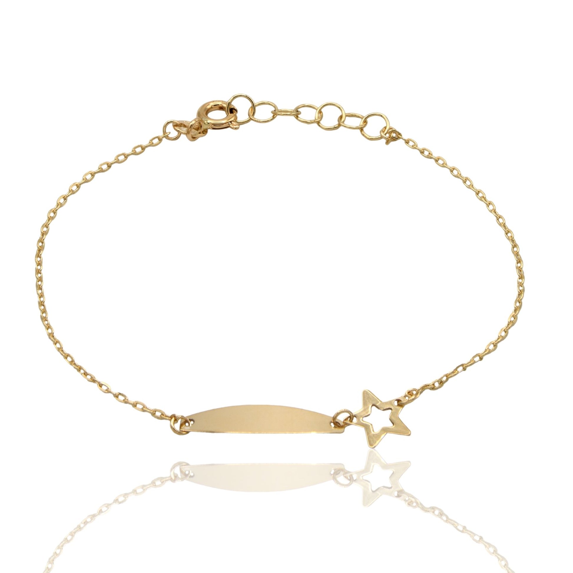 Bracciale Oro Giallo Oro 18 carati  Baby Targa Stella Solo Oro cm. 13,5