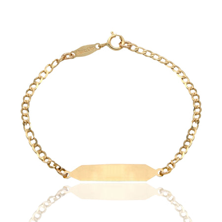 Bracciale Oro Giallo Oro 18 carati Baby Targa Squadrata Groumette Solo Oro cm. 13,5