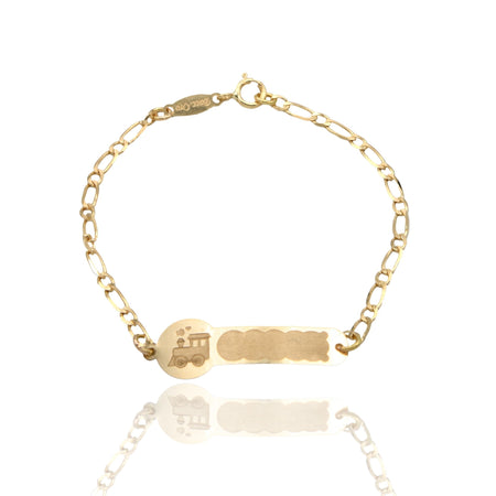 Bracciale Oro Giallo Oro 18 carati Baby Targa Trenino Solo Oro cm. 13